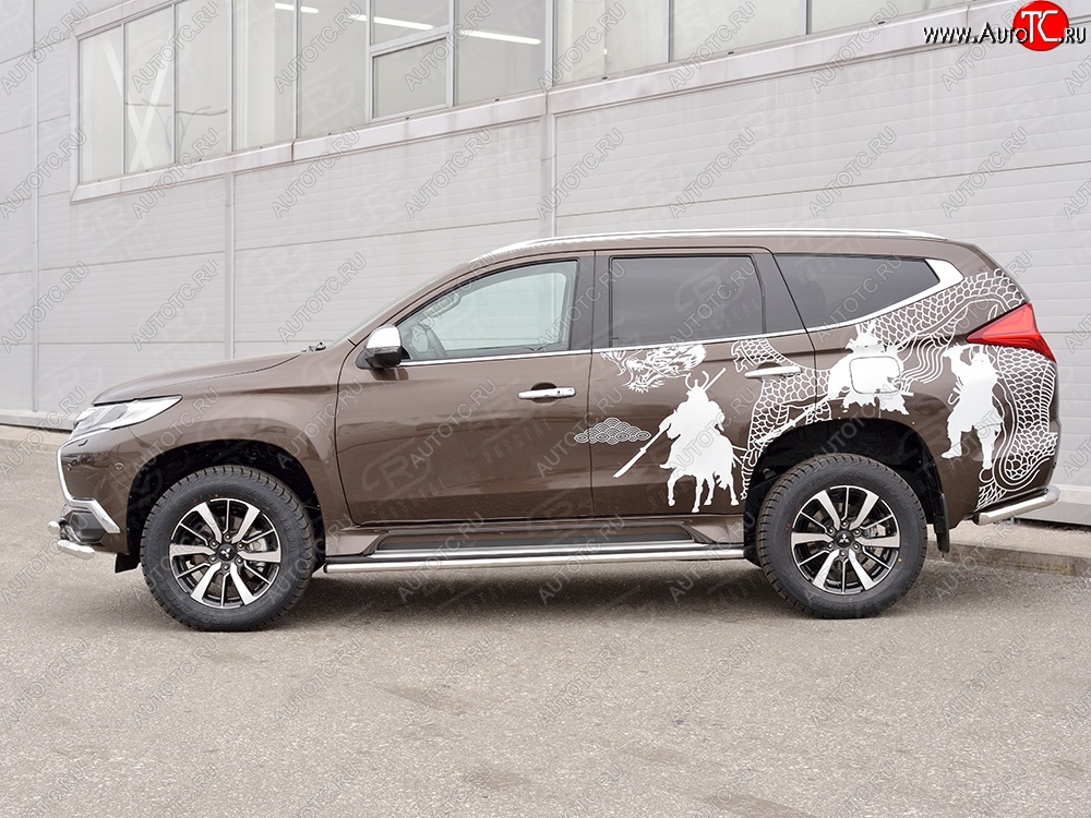 17 299 р. Защита порогов из круглой трубы диаметром 42 мм SLITKOFF Mitsubishi Pajero Sport QE дорестайлинг (2015-2021)  с доставкой в г. Вологда