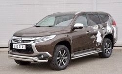 15 999 р. Защита переднего бампера (2 трубы Ø63 и 75х42 мм, нержавейка) Russtal Mitsubishi Pajero Sport QE дорестайлинг (2015-2021)  с доставкой в г. Вологда. Увеличить фотографию 2
