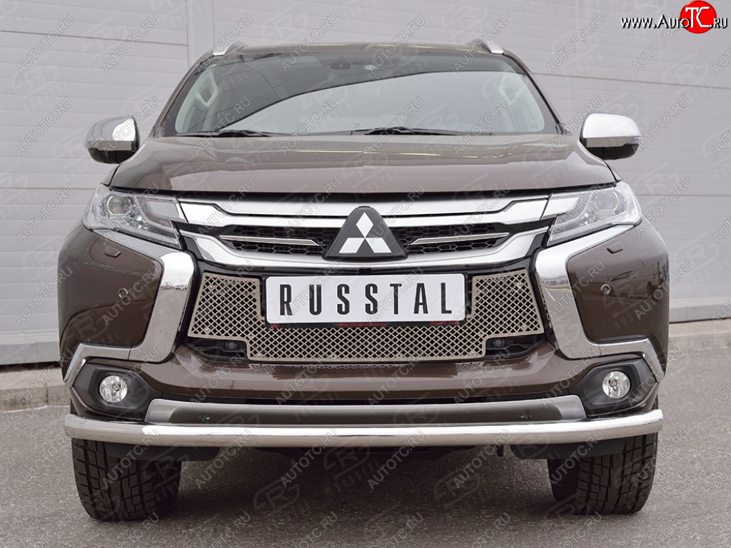 4 299 р. Сетка нижнего воздухозаборника (нержавеющая сталь) Russtal Mitsubishi Pajero Sport QE дорестайлинг (2015-2021)  с доставкой в г. Вологда