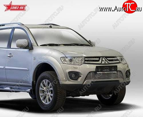 2 879 р. Декоративный элемент воздухозаборника Souz96 Mitsubishi Pajero Sport QE дорестайлинг (2015-2021) (Черн загл. d16)  с доставкой в г. Вологда