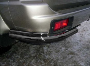 Защита заднего бампера Slitkoff (Ø 57+Ø42, уголки) Mitsubishi Pajero Sport PA дорестайлинг (1996-2004)