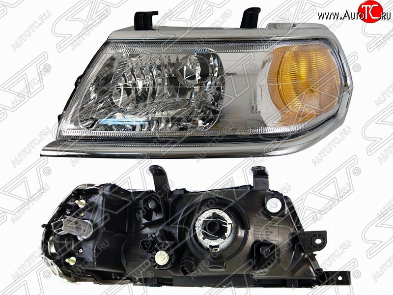 10 599 р. Левая фара SAT (хром, Евросвет) Mitsubishi Pajero Sport PA дорестайлинг (1996-2004)  с доставкой в г. Вологда