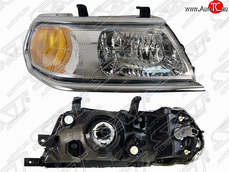 10 599 р. Правая фара SAT (хром) Mitsubishi Pajero Sport PA дорестайлинг (1996-2004)  с доставкой в г. Вологда