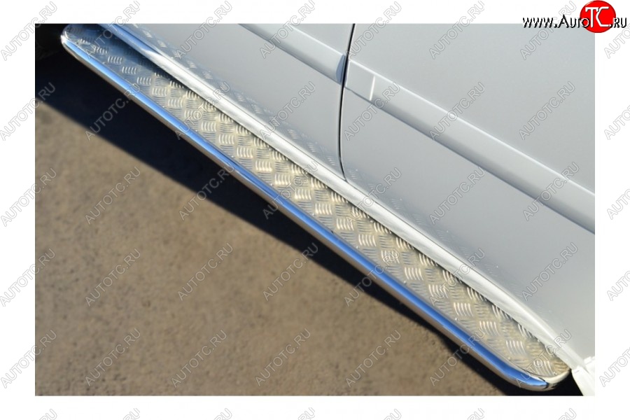 35 549 р. Пороги труба d42 с листом (Лист нерж,проф.нерж)(Вариант2) SLITKOFF Mitsubishi Pajero Sport PB дорестайлинг (2008-2013)  с доставкой в г. Вологда