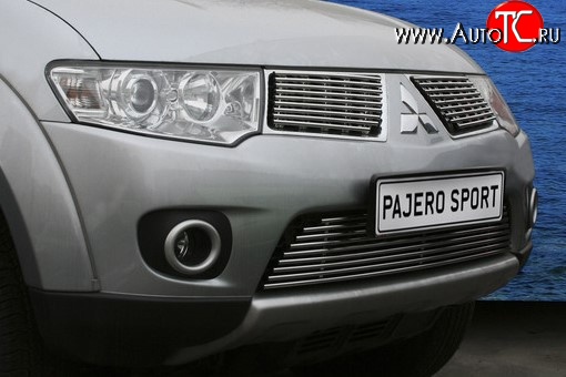 5 399 р. Декоративная вставка решетки радиатора Berkut Mitsubishi Pajero Sport PB дорестайлинг (2008-2013)  с доставкой в г. Вологда