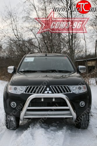 16 964 р. Защита переднего бампера Souz-96 (d76) Mitsubishi Pajero Sport PB дорестайлинг (2008-2013)  с доставкой в г. Вологда