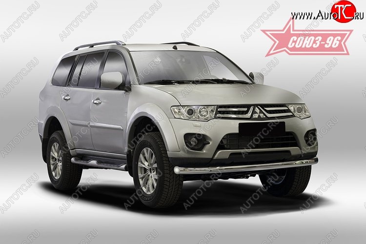 11 654 р. Защита переднего бампера одинарная Souz-96 (d76) Mitsubishi Pajero Sport PB дорестайлинг (2008-2013)  с доставкой в г. Вологда