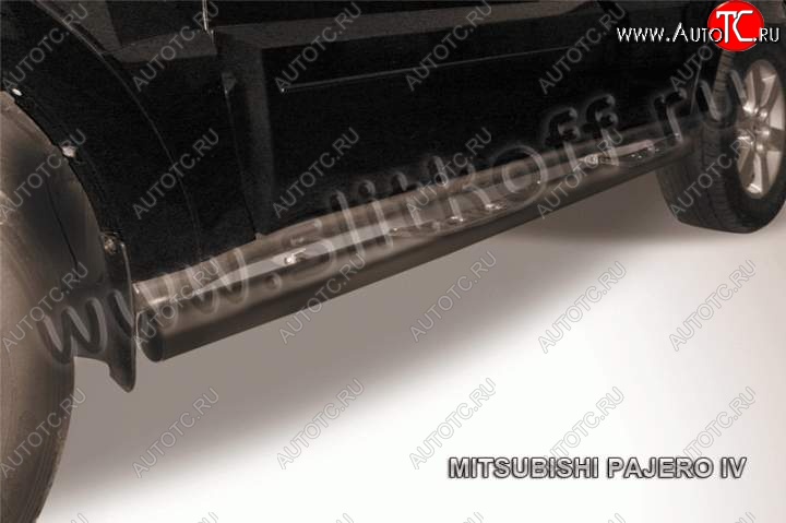 12 399 р. Защита порогов Slitkoff Mitsubishi Pajero Sport PB дорестайлинг (2008-2013) (Цвет: серебристый)  с доставкой в г. Вологда
