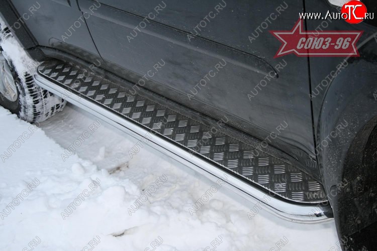 14 534 р. Защита порогов с листом Souz-96 (d60). Mitsubishi Pajero Sport PB дорестайлинг (2008-2013)  с доставкой в г. Вологда