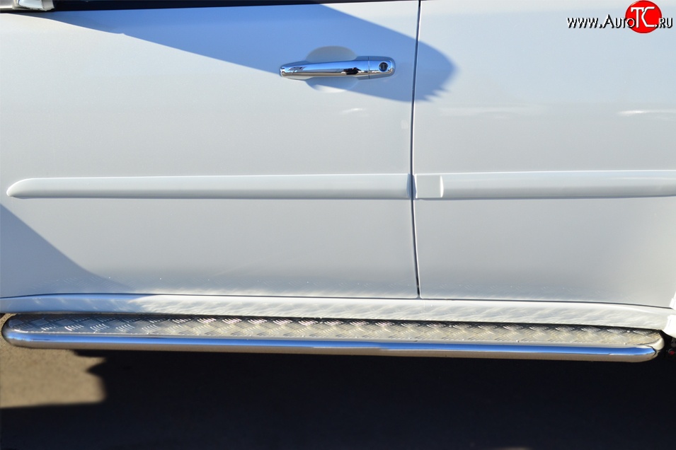 14 299 р. Широкая защита порогов с трубой диаметром 42 мм (рестайлинг) Russtal Mitsubishi Pajero Sport PB дорестайлинг (2008-2013)  с доставкой в г. Вологда
