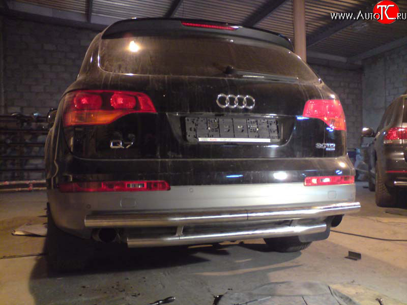 12 999 р. Двойная защита заднего бампера d63,5 мм Металл-Дизайн Audi Q7 4L дорестайлинг (2005-2009) (полированная нержавейка)  с доставкой в г. Вологда