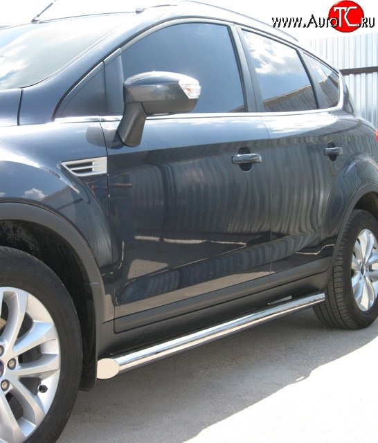 14 849 р. Защита порогов Russtal 76 мм Ford Kuga 1 (2008-2013) (Защита порогов с со скосами на торцах (вариант 1))  с доставкой в г. Вологда