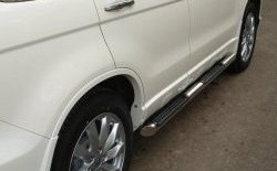 62 999 р. Защита порогов Russtal из трубы d76 мм с пластиковыми вставками для ног Honda CR-V RE1,RE2,RE3,RE4,RE5,RE7 рестайлинг (2009-2012) (Защита порогов с со скосами на торцах (вариант 1))  с доставкой в г. Вологда. Увеличить фотографию 2