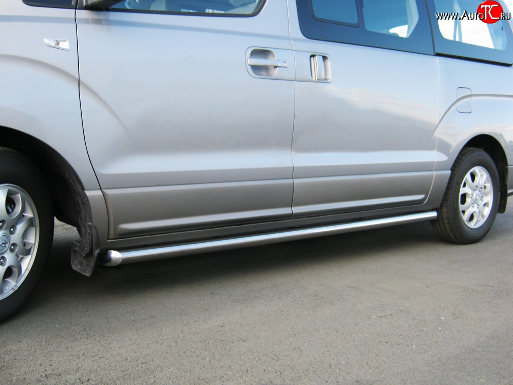 91 999 р. Защита порогов Russtal Hyundai Starex/Grand Starex/H1 TQ дорестайлинг (2007-2013) (Защита порогов с со скосами на торцах (вариант 1))  с доставкой в г. Вологда