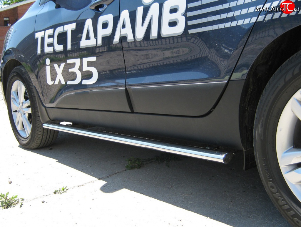 17 099 р. Защита порогов Russtal из овальной трубы Hyundai IX35 LM дорестайлинг (2009-2013)  с доставкой в г. Вологда