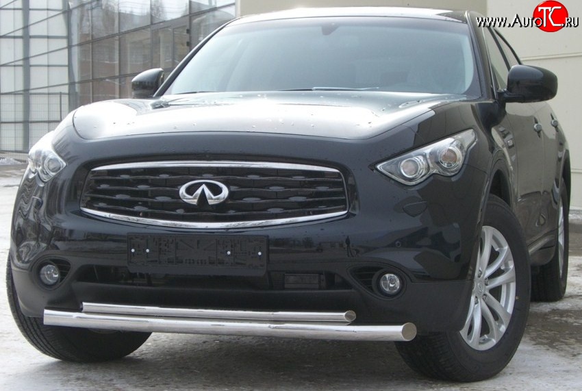 22 399 р. Защита переднего бампера (2 трубыØ63 и 42 мм, нержавейка) SLITKOFF INFINITI FX35 S51 дорестайлинг (2008-2011)  с доставкой в г. Вологда
