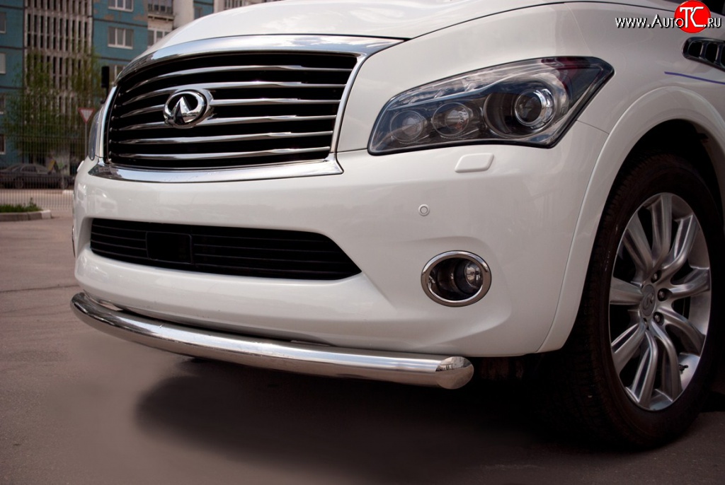16 899 р. Одинарная защита переднего бампера SLITKOFF 76 мм INFINITI QX56 Z62 (2010-2013) (Неокрашенный)  с доставкой в г. Вологда