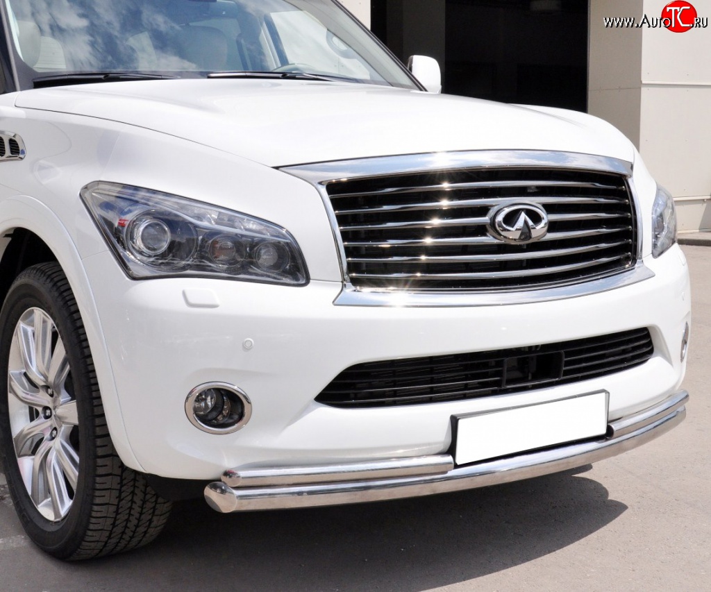 17 299 р. Защита переднего бампера (2 трубыØ76 и 42 мм, нержавейка) SLITKOFF INFINITI QX56 Z62 (2010-2013)  с доставкой в г. Вологда