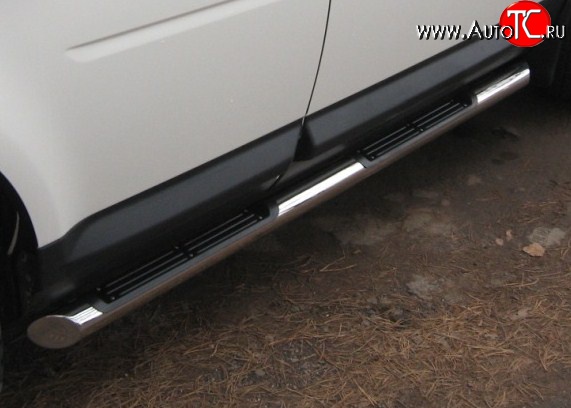83 999 р. Защита порогов Russtal с пластиковыми вставками Land Rover Freelander L359 дорестайлинг (2006-2010) (Защита порогов с со скосами на торцах (вариант 1))  с доставкой в г. Вологда