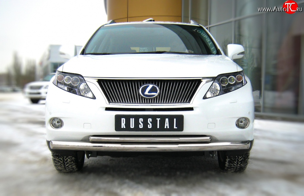 14 299 р. Защита переднего бампера (2 трубыØ76 и 42 мм, нержавейка) SLITKOFF Lexus RX350 AL10 дорестайлинг (2008-2012)  с доставкой в г. Вологда