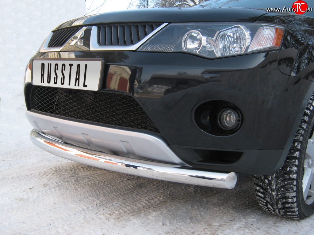 20 449 р. Одинарная защита переднего бампера SLITKOFF диаметром 76 мм Mitsubishi Outlander XL (CW)  дорестайлинг (2005-2009)  с доставкой в г. Вологда