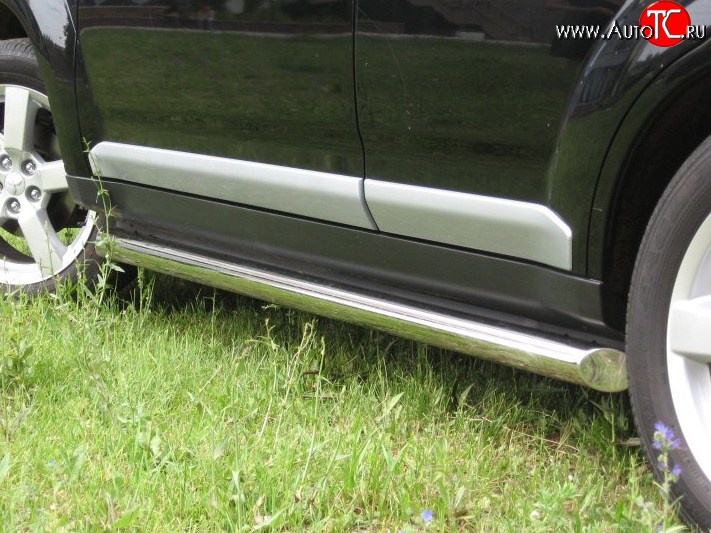 70 999 р. Защита порогов Russtal из круглой трубы диаметром 63 мм Mitsubishi Outlander XL (CW)  дорестайлинг (2005-2009) (Защита порогов с со скосами на торцах (вариант 1))  с доставкой в г. Вологда