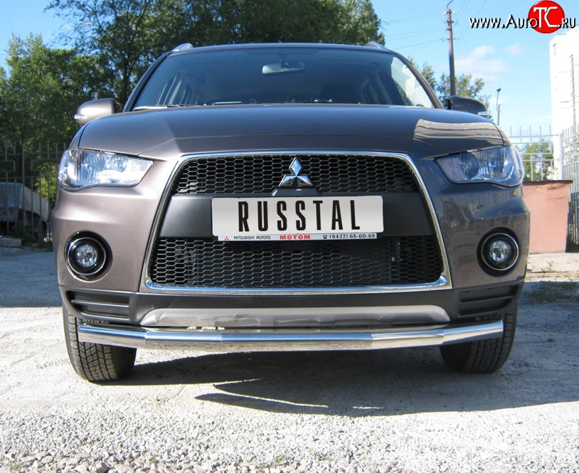 16 399 р. Одинарная защита переднего бампера SLITKOFF диаметром 76 мм Mitsubishi Outlander XL (CW)  рестайлинг (2010-2013)  с доставкой в г. Вологда