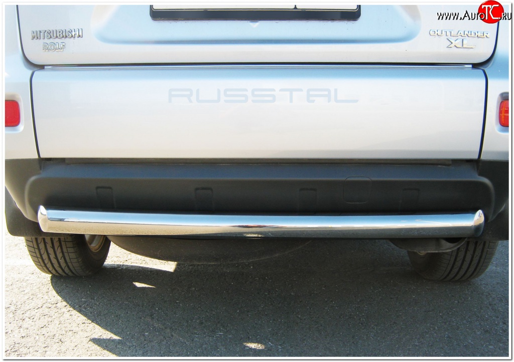 16 749 р. Защита заднего бампера (Ø76 мм, нержавейка) SLITKOFF Mitsubishi Outlander XL (CW)  рестайлинг (2010-2013)  с доставкой в г. Вологда