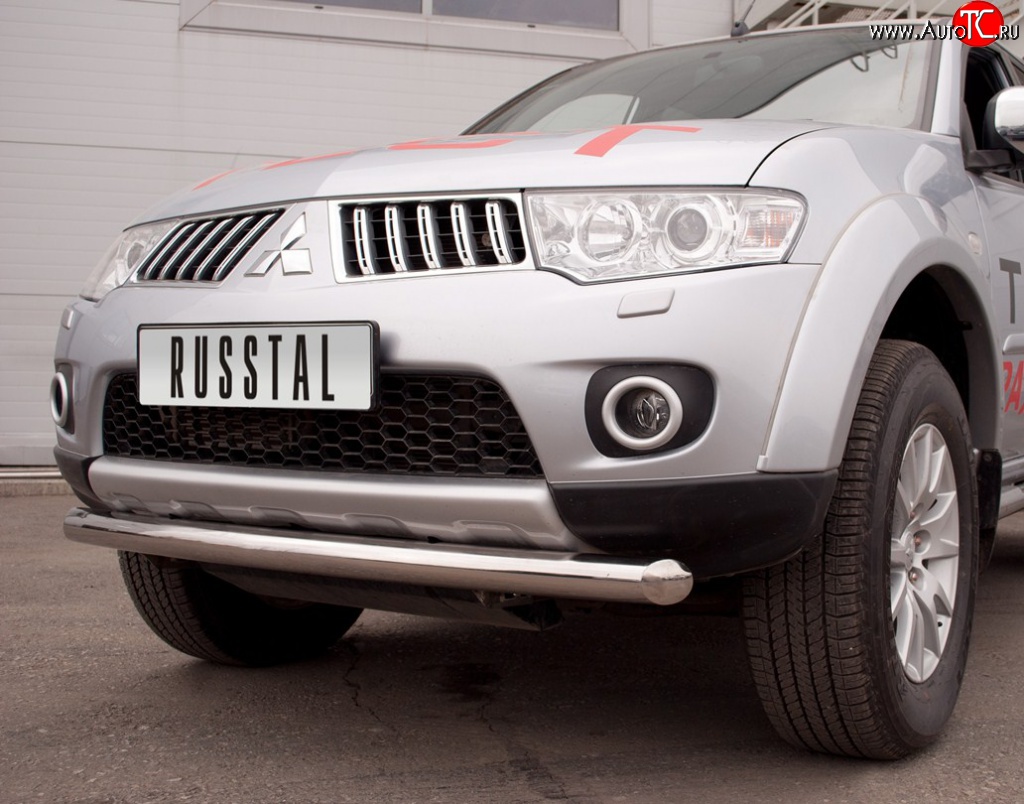 17 699 р. Одинарная защита переднего бампера SLITKOFF диаметром 76 мм Mitsubishi Pajero Sport PB дорестайлинг (2008-2013)  с доставкой в г. Вологда