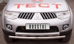 17 699 р. Одинарная защита переднего бампера SLITKOFF диаметром 76 мм Mitsubishi Pajero Sport PB дорестайлинг (2008-2013)  с доставкой в г. Вологда. Увеличить фотографию 2