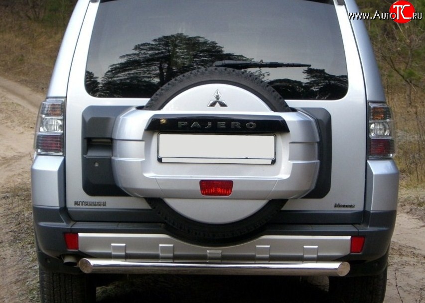 13 999 р. Защита заднего бампера (Ø76 мм, нержавейка) SLITKOFF Mitsubishi Pajero 4 V90 дорестайлинг (2006-2011)  с доставкой в г. Вологда
