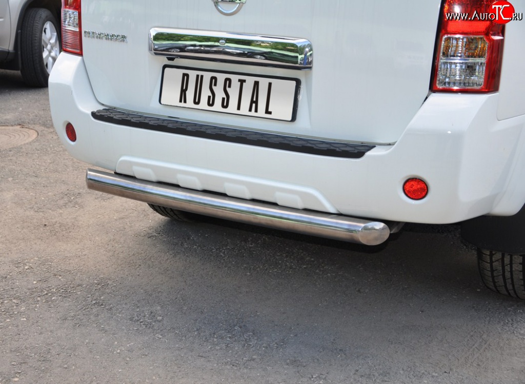 18 299 р. Защита заднего бампера (Ø76 мм, нержавейка) SLITKOFF Nissan Pathfinder R51 рестайлинг (2009-2014)  с доставкой в г. Вологда