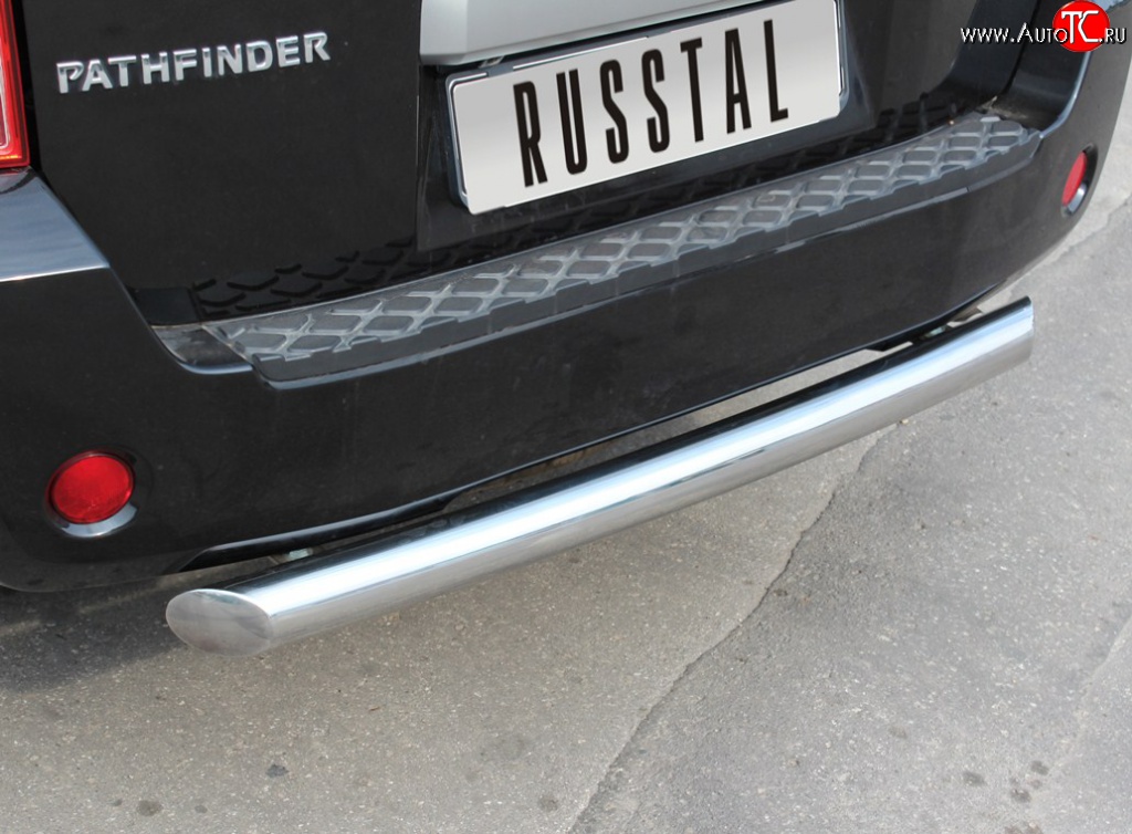 18 299 р. Защита заднего бампера (Ø76 мм, нержавейка) SLITKOFF Nissan Pathfinder R51 дорестайлинг (2004-2007)  с доставкой в г. Вологда