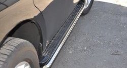 9 999 р. Защита порогов Russtal из круглой трубы диаметром 42 мм Nissan Patrol 6 Y62 дорестайлинг (2010-2014) (Защита порогов с со скосами на торцах (вариант 1))  с доставкой в г. Вологда. Увеличить фотографию 2