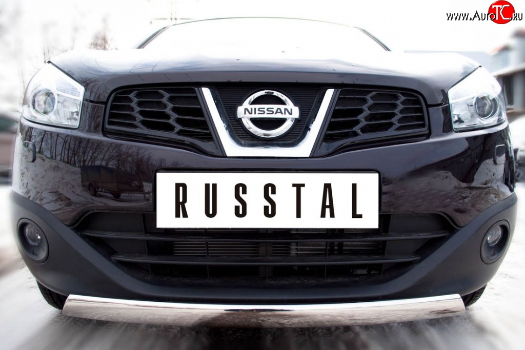 11 499 р. Защита переднего бампера (Ø75х42 мм, нержавейка) Russtal Nissan Qashqai 1 J10 рестайлинг (2010-2013)  с доставкой в г. Вологда