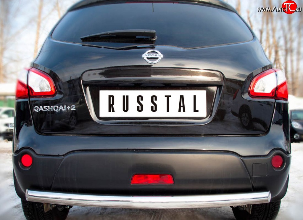 15 249 р. Защита заднего бампера (Ø63 мм, нержавейка) SLITKOFF Nissan Qashqai +2 1 J10 дорестайлинг (2008-2010)  с доставкой в г. Вологда