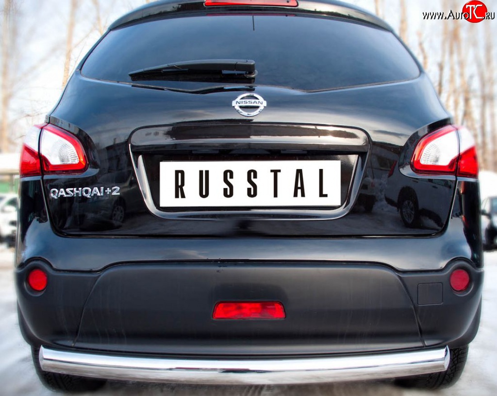 14 499 р. Защита заднего бампера (Ø76 мм, нержавейка) SLITKOFF Nissan Qashqai +2 1 J10 дорестайлинг (2008-2010)  с доставкой в г. Вологда