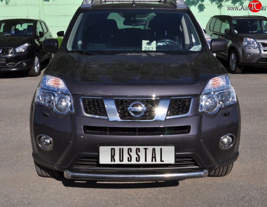 9 699 р. Одинарная защита переднего бампера Russtal диаметром 63 мм Nissan X-trail 2 T31 рестайлинг (2010-2015)  с доставкой в г. Вологда