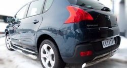 14 449 р. Защита порогов Russtal из трубы d76 мм с пластиковыми вставками для ног Peugeot 3008 рестайлинг (2013-2017) (Защита порогов с со скосами на торцах (вариант 1))  с доставкой в г. Вологда. Увеличить фотографию 2
