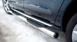 14 449 р. Защита порогов Russtal из трубы d76 мм с пластиковыми вставками для ног Peugeot 3008 рестайлинг (2013-2017) (Защита порогов с со скосами на торцах (вариант 1))  с доставкой в г. Вологда. Увеличить фотографию 3