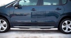 14 449 р. Защита порогов Russtal из трубы d76 мм с пластиковыми вставками для ног Peugeot 3008 рестайлинг (2013-2017) (Защита порогов с со скосами на торцах (вариант 1))  с доставкой в г. Вологда. Увеличить фотографию 5