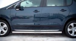 12 299 р. Защита порогов Russtal из круглой трубы диаметром 63 мм Peugeot 3008 рестайлинг (2013-2017) (Защита порогов с со скосами на торцах (вариант 1))  с доставкой в г. Вологда. Увеличить фотографию 2