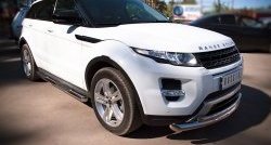 24 549 р. Защита порогов с пластиковыми вставками для ног SLITKOFF из круглой трубы диаметром 76 мм (Dynamic) Land Rover Range Rover Evoque 1 L538 дорестайлинг 5 дв. (2011-2015)  с доставкой в г. Вологда. Увеличить фотографию 3