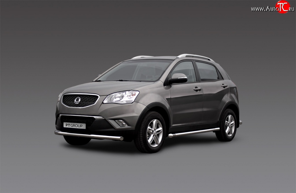 8 749 р. Защита порогов Petroil Tuning из круглой трубы диаметром 63 мм SSANGYONG Actyon дорестайлинг (2010-2013)  с доставкой в г. Вологда