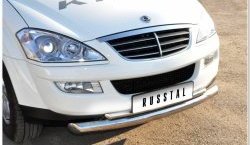 10 949 р. Защита переднего бампера (2 трубыØ63 и 42 мм, нержавейка) Russtal SSANGYONG Kyron дорестайлинг (2005-2007)  с доставкой в г. Вологда. Увеличить фотографию 2