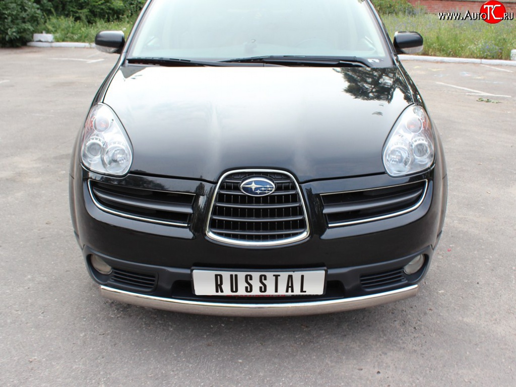 11 249 р. Защита переднего бампера (Ø75х42 мм, нержавейка) Russtal Subaru Tribeca (2005-2007)  с доставкой в г. Вологда