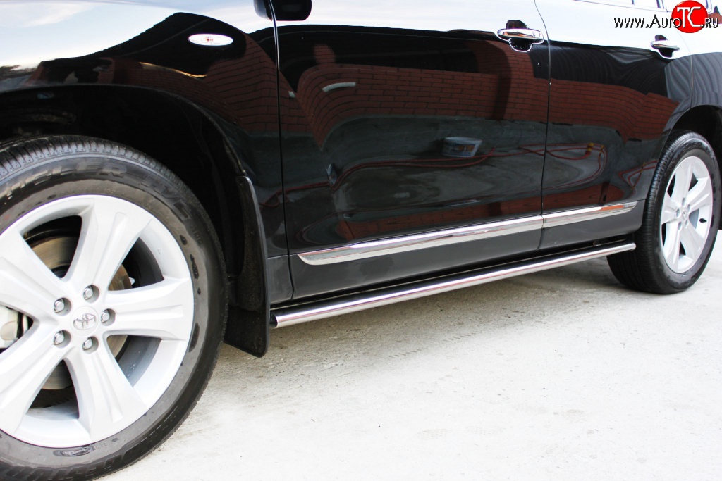 26 199 р. Защита порогов Russtal из овальной трубы диаметром 75x45 мм Toyota Highlander XU40 рестайлинг (2010-2013)  с доставкой в г. Вологда