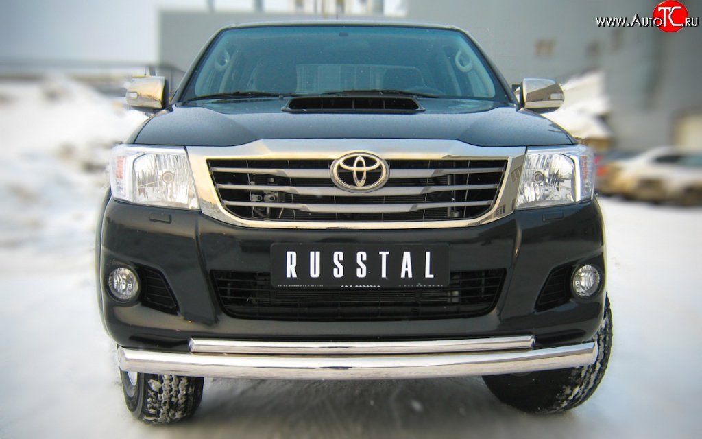 19 999 р. Защита переднего бампера (2 трубыØ76 и 42 мм, нержавейка) SLITKOFF Toyota Hilux AN20,AN30  2-ой рестайлинг (2011-2016)  с доставкой в г. Вологда
