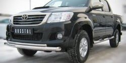 19 999 р. Защита переднего бампера (2 трубыØ76 и 42 мм, нержавейка) SLITKOFF Toyota Hilux AN20,AN30  2-ой рестайлинг (2011-2016)  с доставкой в г. Вологда. Увеличить фотографию 2