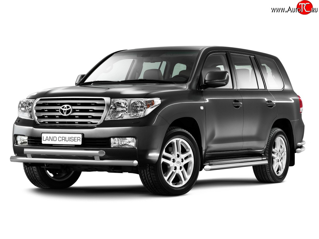 11 899 р. Защита порогов Petroil Tuning из круглой трубы диаметром 63 мм Toyota Land Cruiser 200 дорестайлинг (2007-2012)  с доставкой в г. Вологда